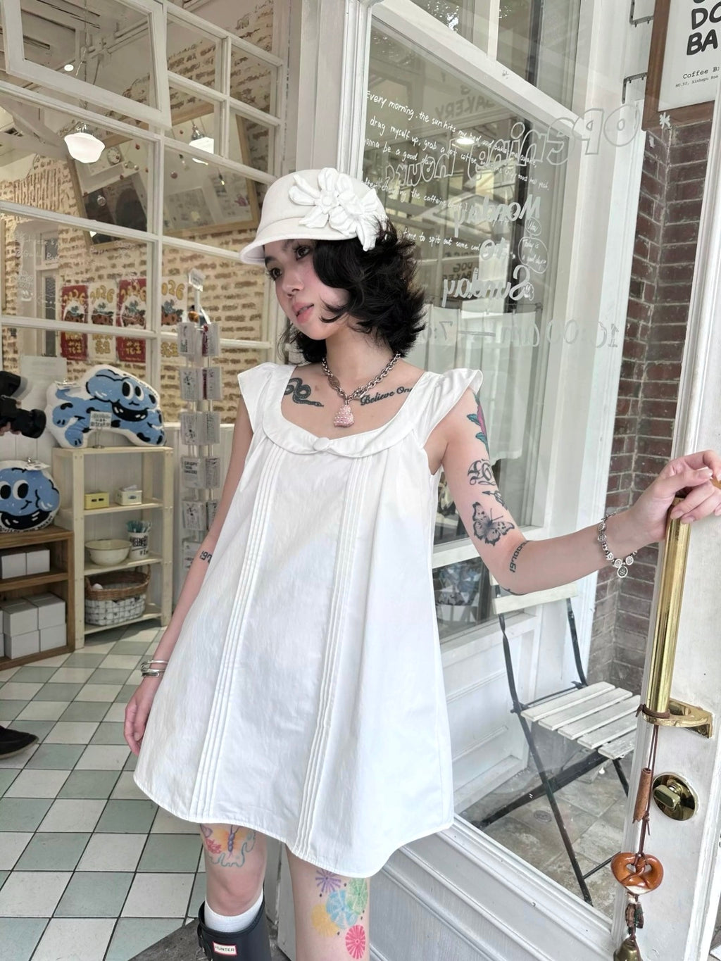 White Peter Pan Collar Babydoll Mini Dress