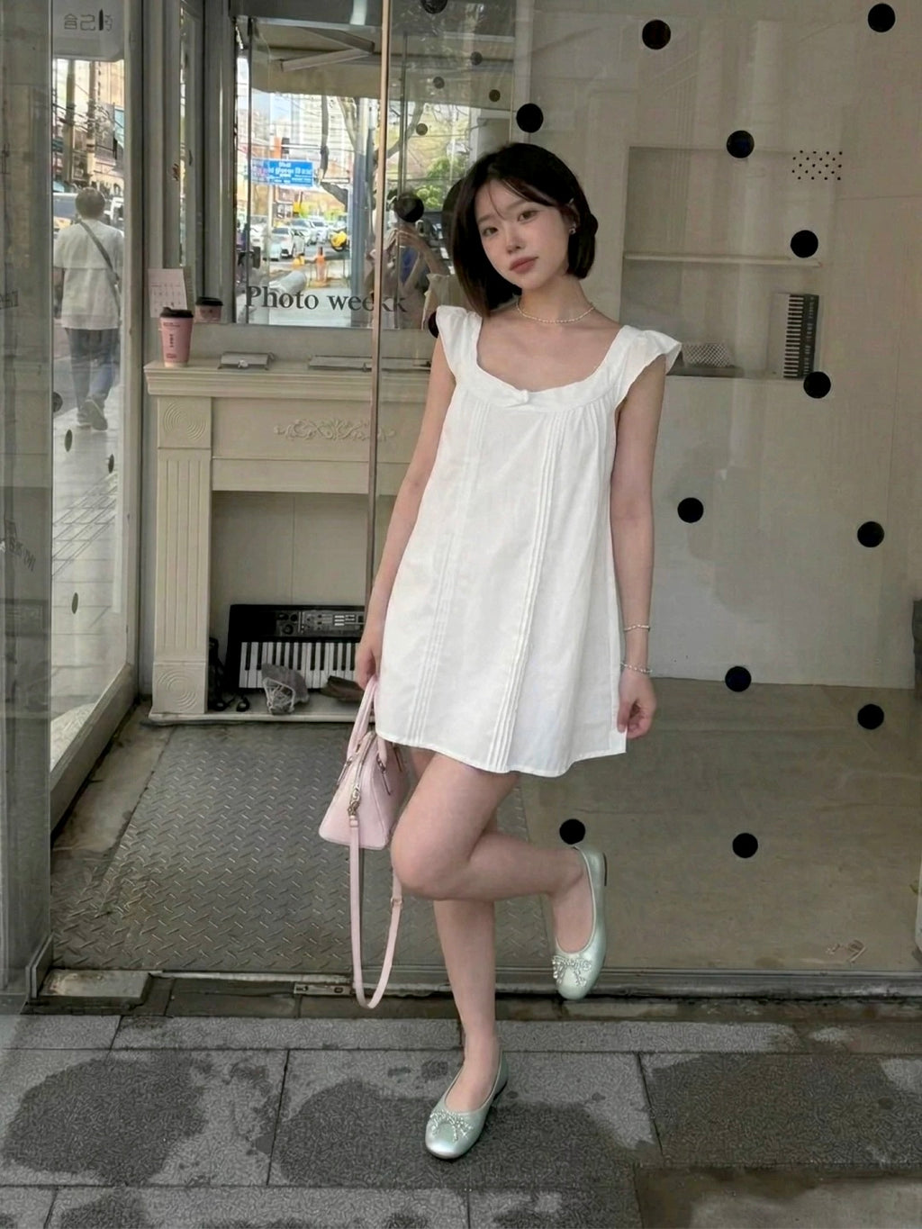White Peter Pan Collar Babydoll Mini Dress
