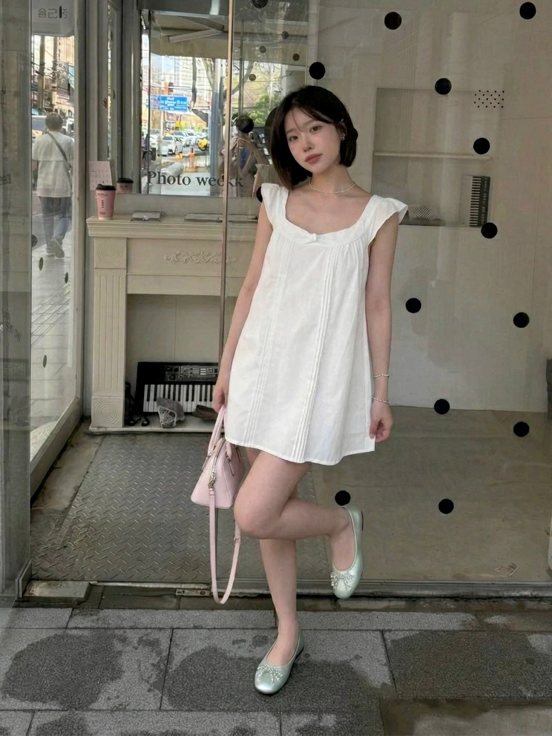 White Peter Pan Collar Babydoll Mini Dress