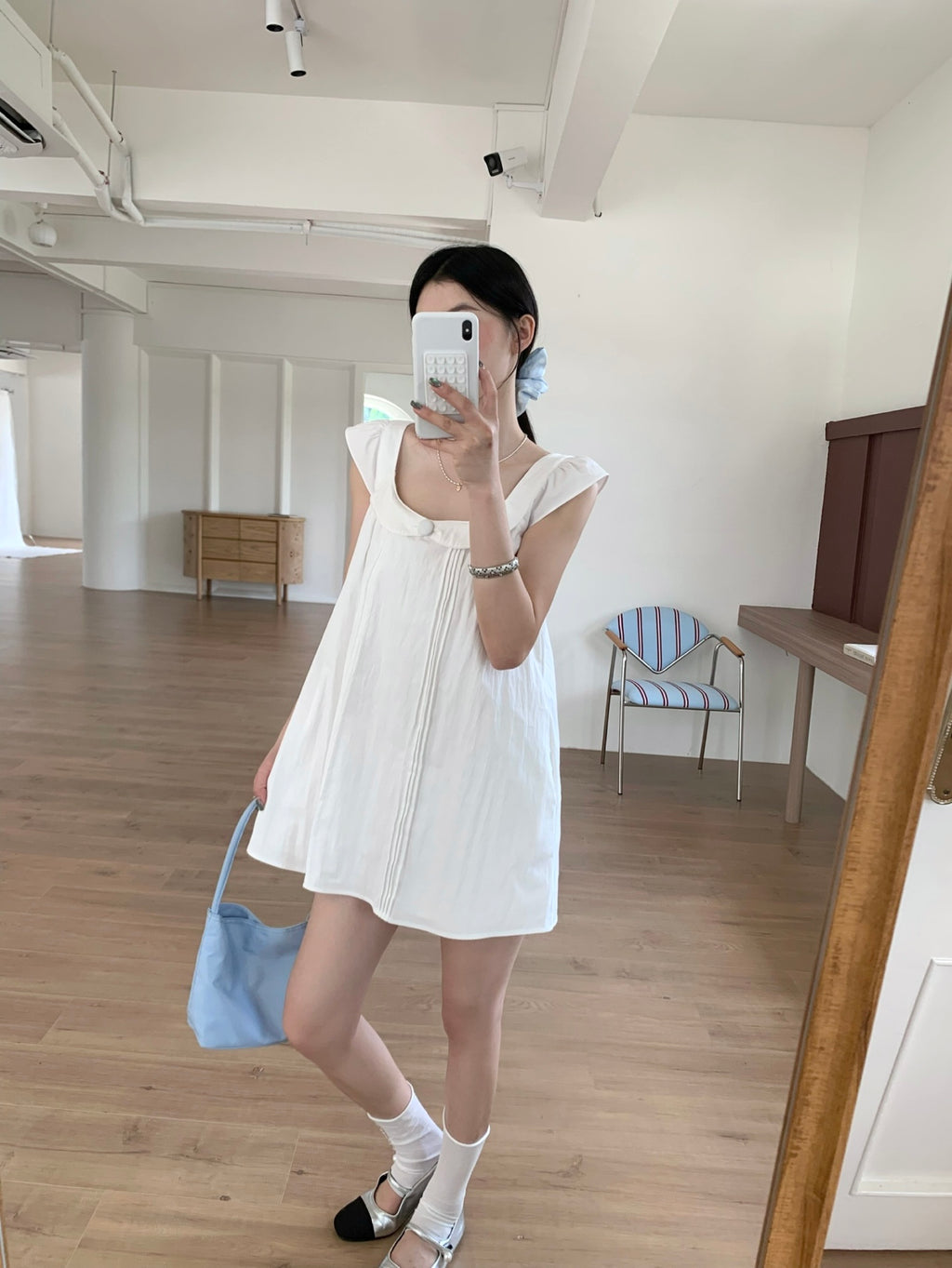 White Peter Pan Collar Babydoll Mini Dress