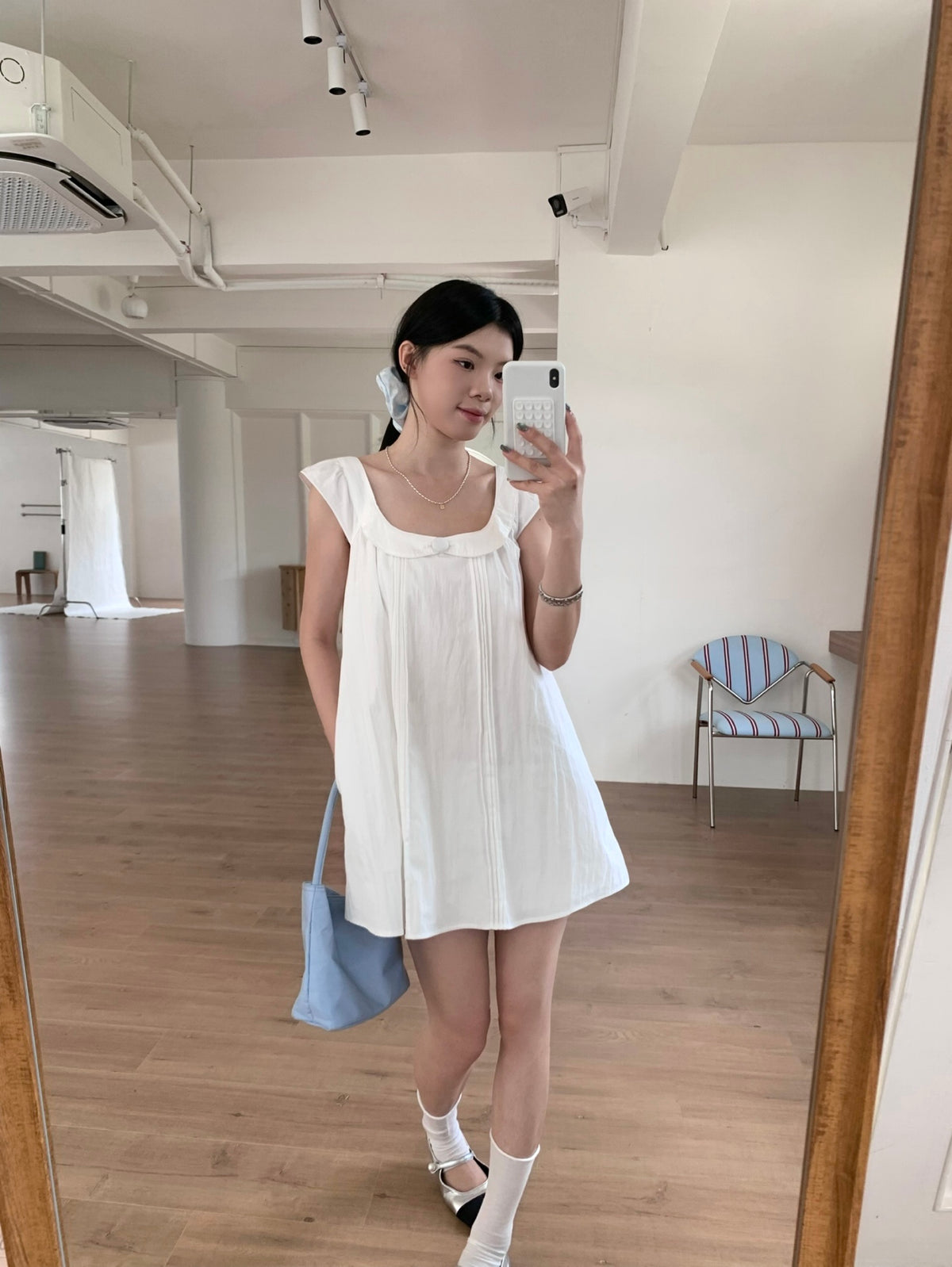 White Peter Pan Collar Babydoll Mini Dress