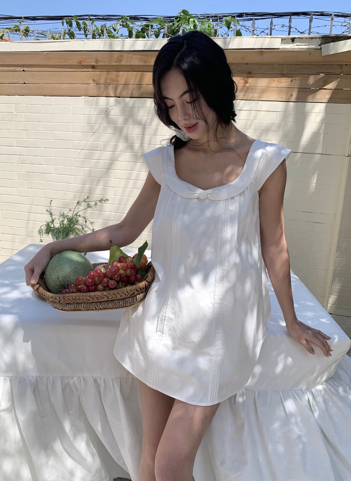 White Peter Pan Collar Babydoll Mini Dress