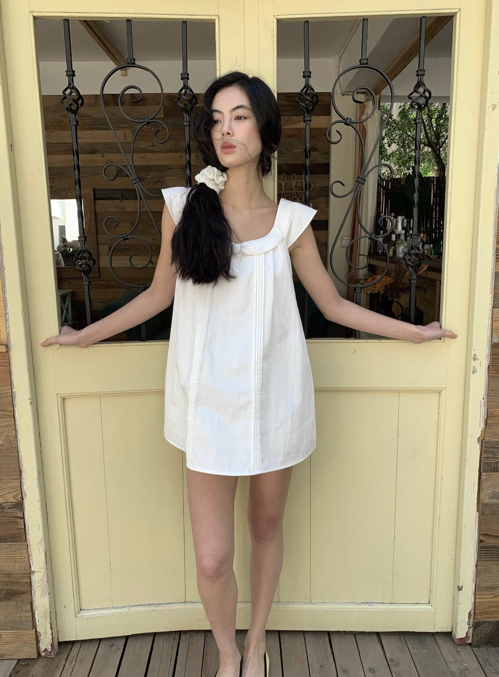 White Peter Pan Collar Babydoll Mini Dress