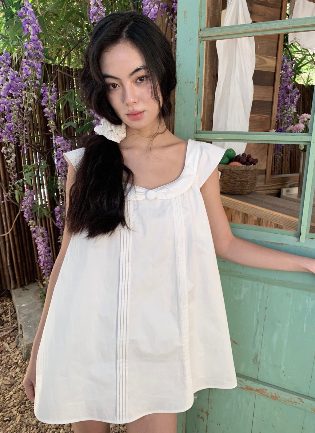 White Peter Pan Collar Babydoll Mini Dress