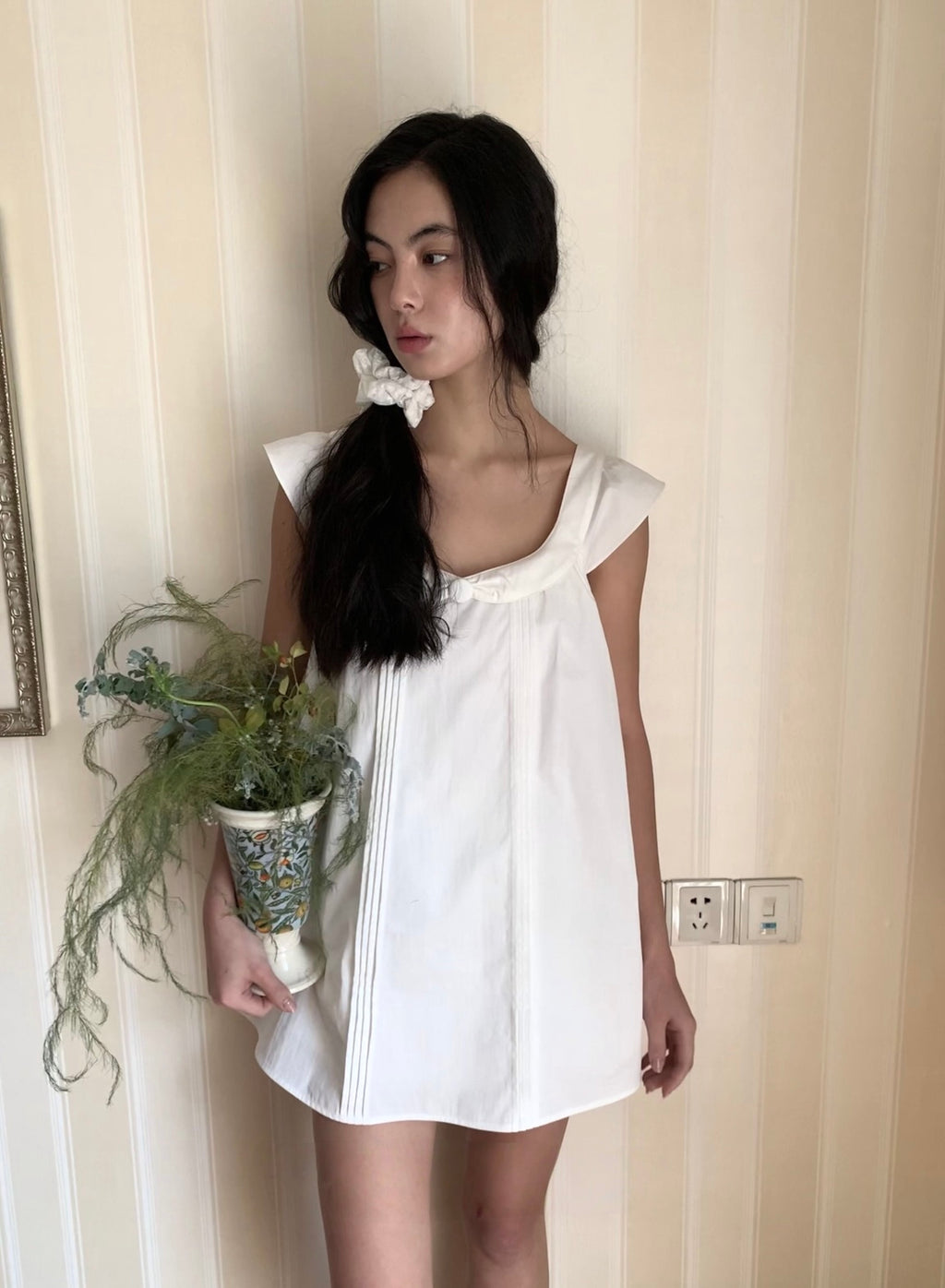 White Peter Pan Collar Babydoll Mini Dress